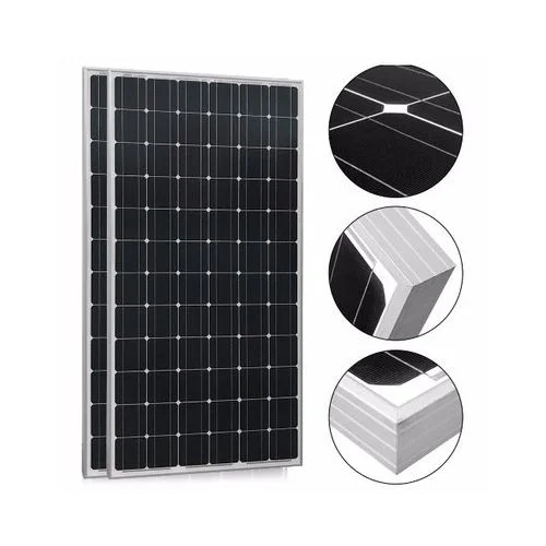 Monocrystalline solar panel with cell and frame details